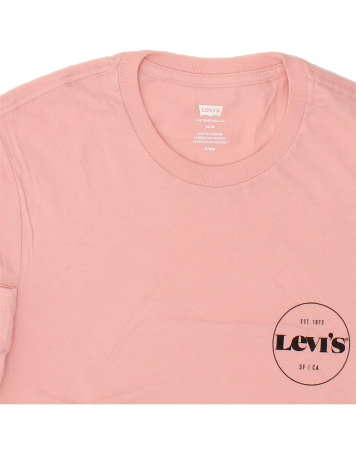 LEVI'S Mens Slim T-Shirt Top Medium Pink Cotton Vintage Levi's and Second-Hand Levi's from Messina Hembry 