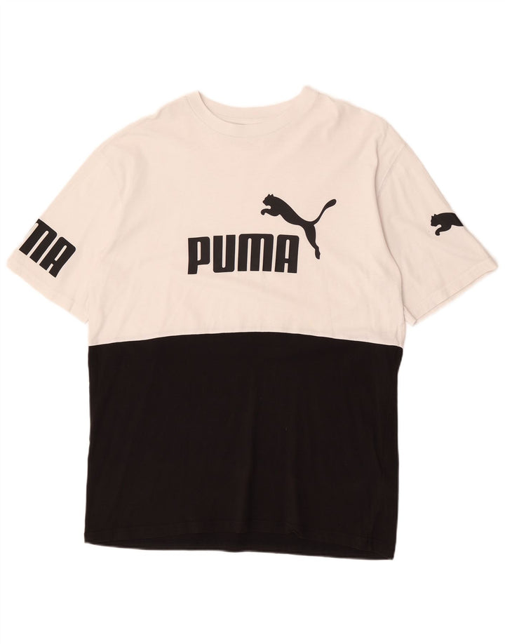 Puma T-Shirt Graphic Homme Noir Moyen Coton Colorblock