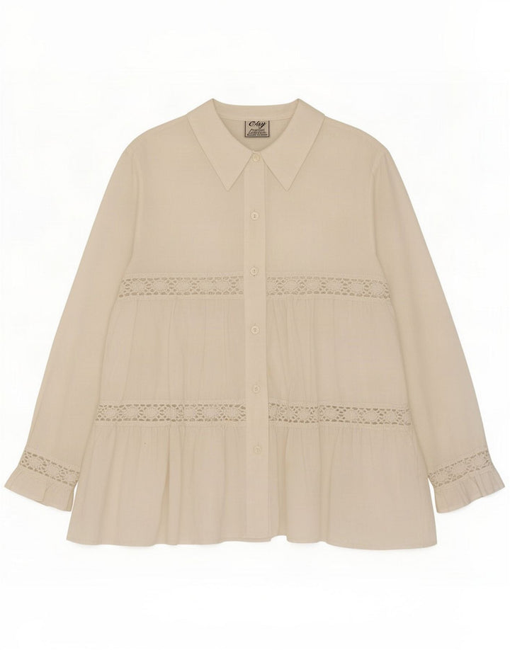 Chemisier femme vintage IT 42 Polyester blanc moyen