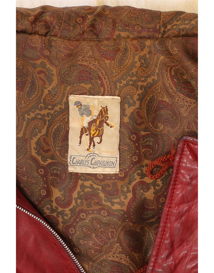 Charles Chevignon Veste en cuir à capuche pour homme UK 38 Bordeaux moyen