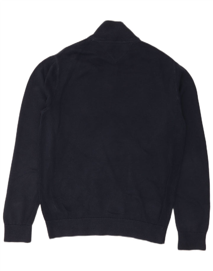 TOMMY HILFIGER Pull Col Zippé Homme Bleu Marine Moyen Coton