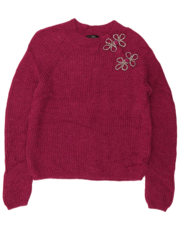 J. CREW Pull col bateau pour femme UK 10 Small Rose Polyamide