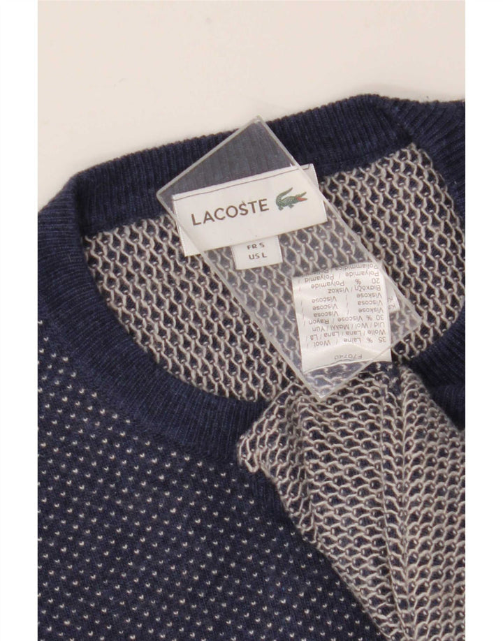 Lacoste Mens Crew Neck Jumper Pull Taille 5 Grande Laine Bleu Marine