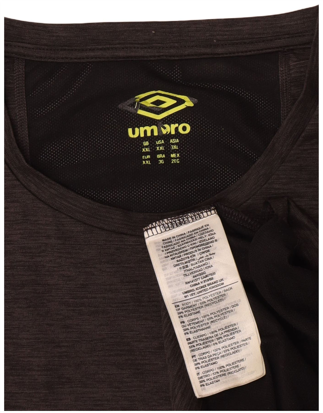 Umbro T-Shirt Homme Top 2XL Gris Colorblock Polyester