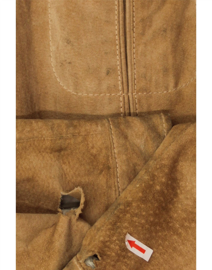 Veste Bomber En Daim Vintage Homme IT 54 2XL Cuir Beige