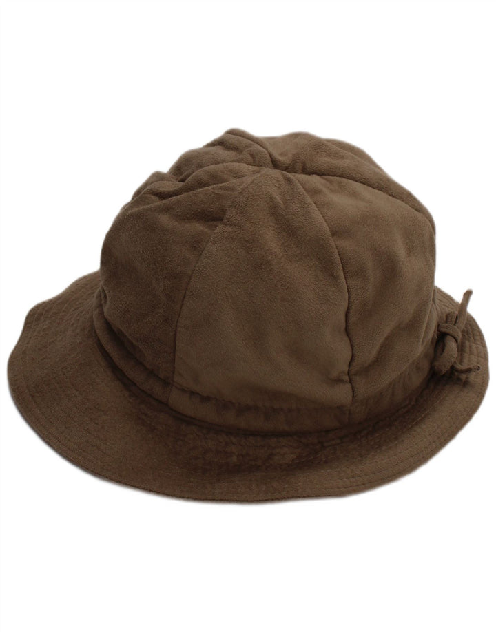 vintage Femmes Faux Daim Seau Chapeau Taille Unique Beige Polyester