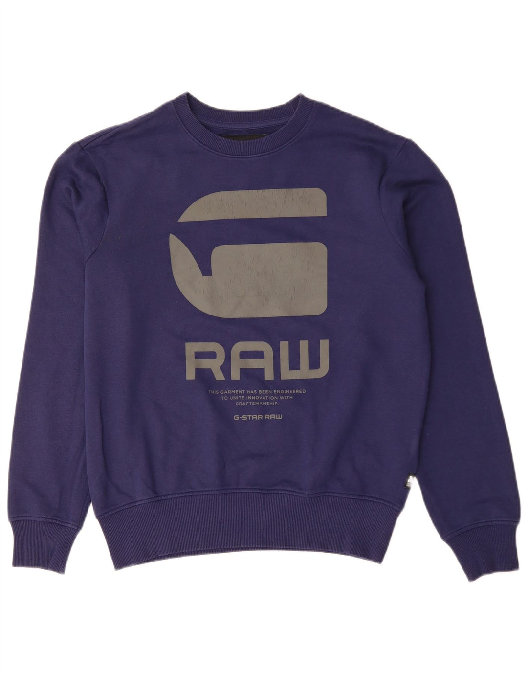 G-STAR Homme Graphic Sweatshirt Jumper Petit Bleu Marine Coton