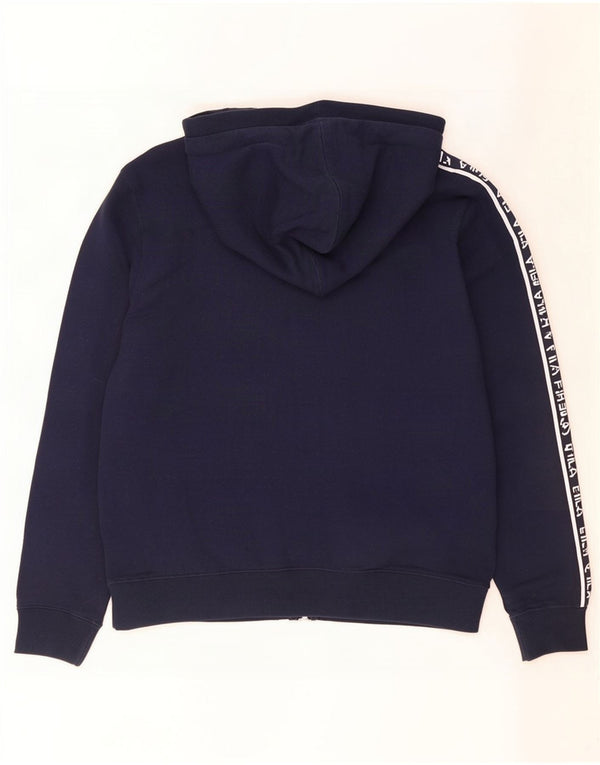 Fila Pull à capuche zippé graphique pour femme UK 18 XL Bleu marine Coton