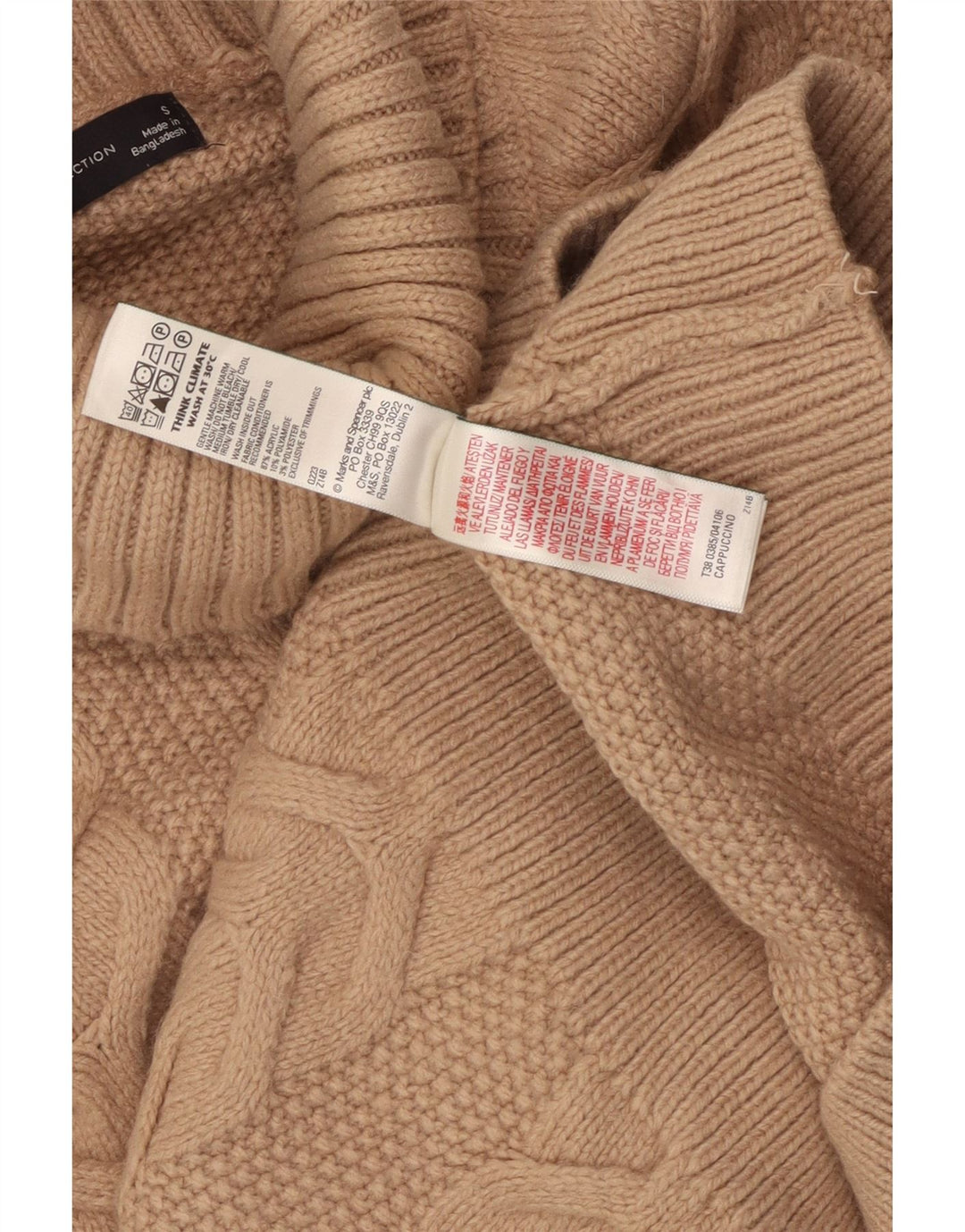 MARKS & SPENCER Pull col roulé pour femme UK 10 Petit Marron