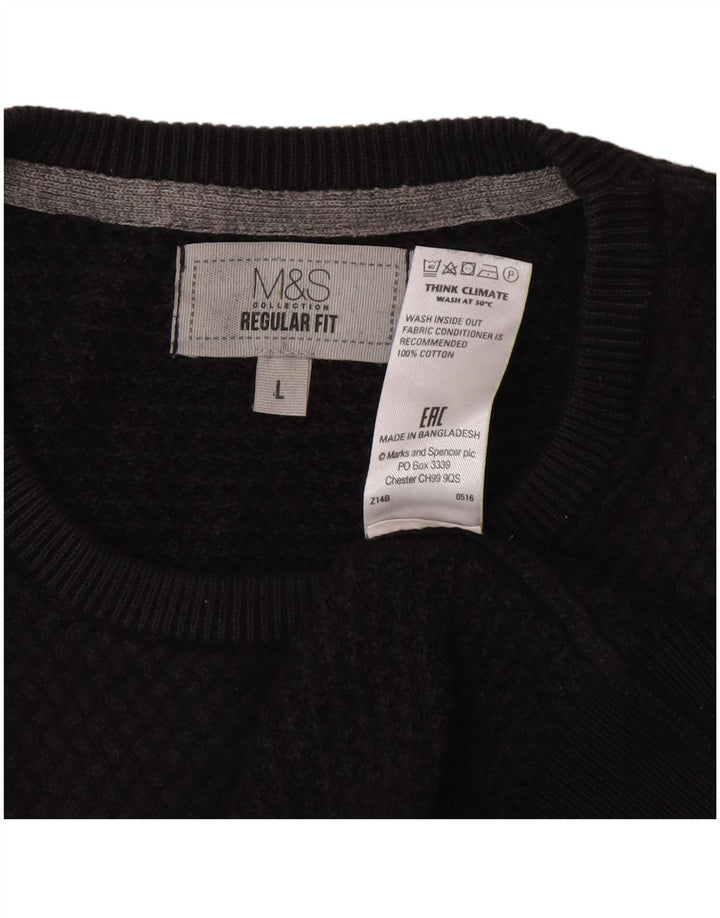 Marks & Spencer Pull à col rond coupe classique pour homme Noir Taille L