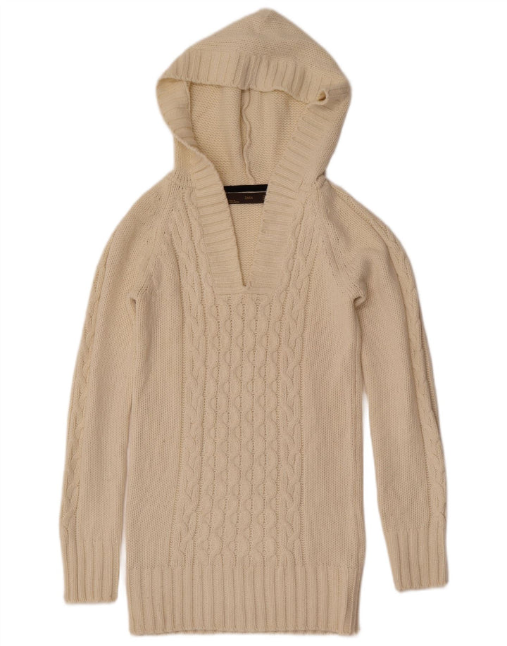 Zara Pull à capuche pour femme UK 12 Medium Off White