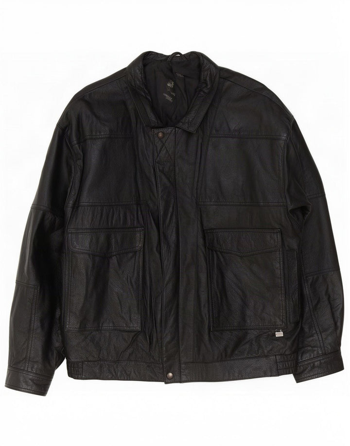 Max Moser Veste en cuir pour homme IT 50 Large Noir