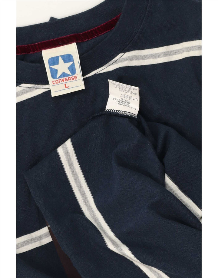 Converse Haut graphique à manches longues pour homme en coton rayé bleu marine
