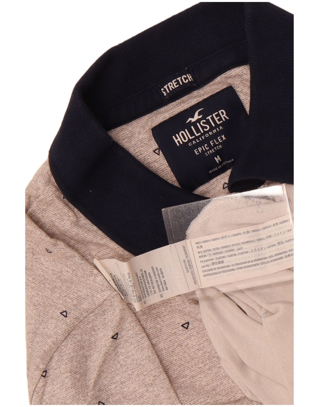 Hollister Polo Stretch Homme Gris Moyen Géométrique Coton