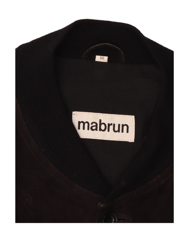 MABRUN Blouson Bomber En Daim Homme IT 56 3XL Cuir Noir