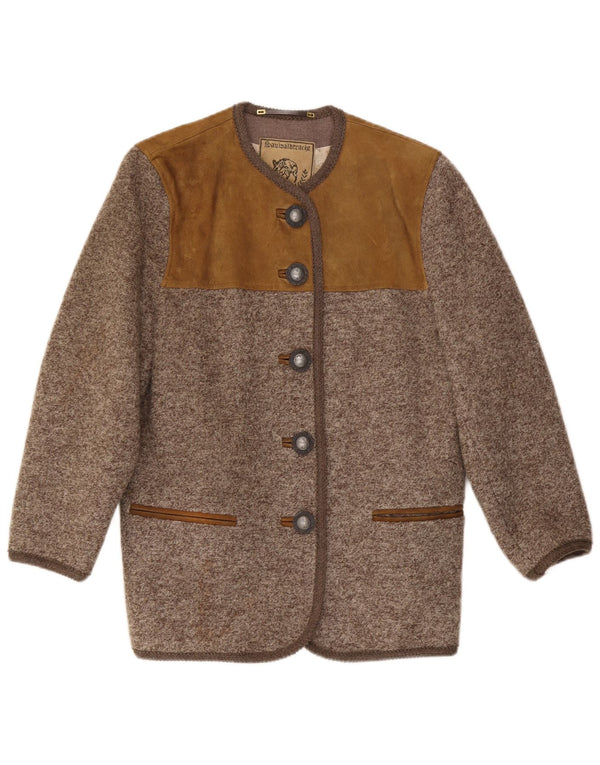 vintage Femme 5 Bouton Blazer Veste UK 14 Medium Brown Colourblock