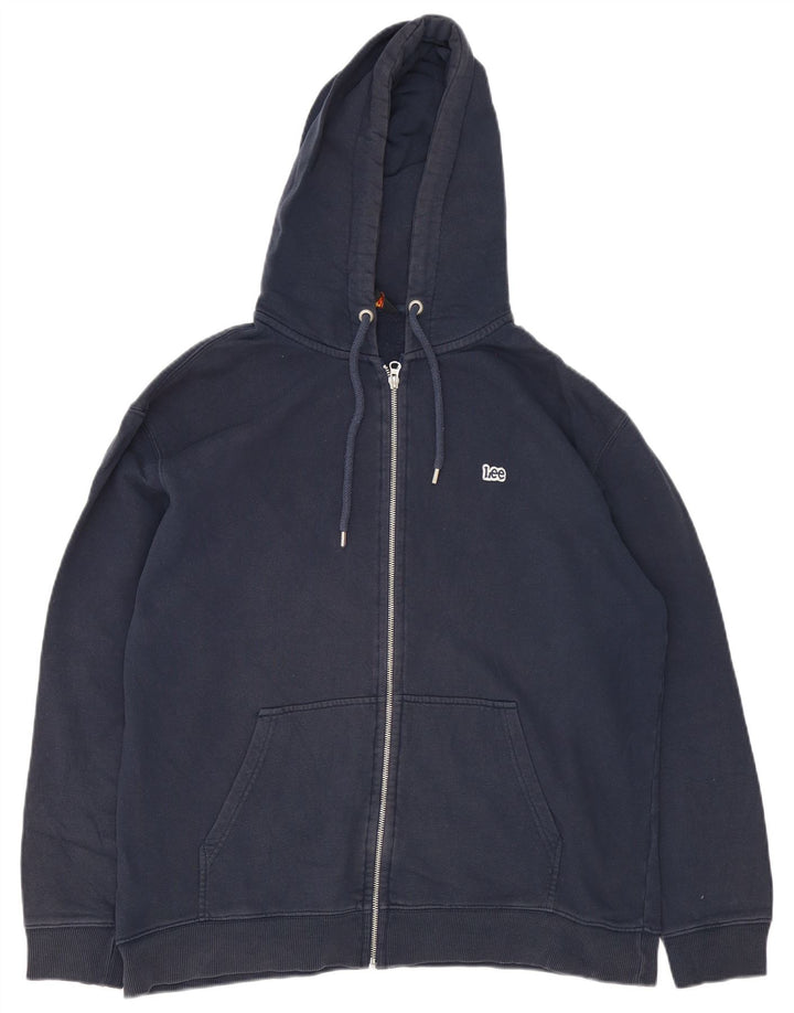 Lee Pull à capuche zippé pour homme, grand coton bleu marine