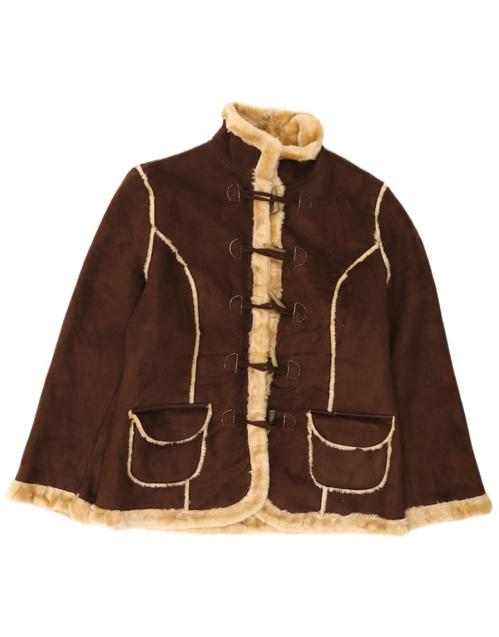Vivien Caron Veste Duffle en peau de mouton pour femme UK 16 Large Marron