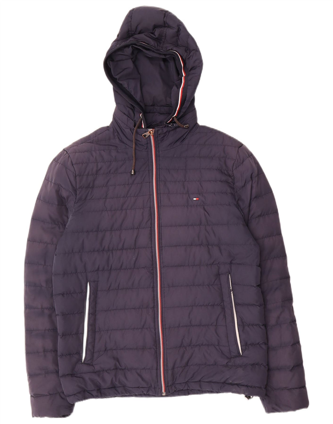 Tommy Hilfiger Veste matelassée à capuche pour homme UK 36 Small Bleu marine Polyester