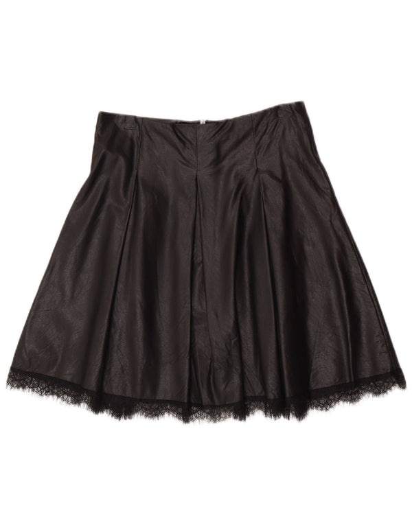 Zara Femme Jupe Évasée En Simili Cuir XS W24 Polyuréthane Noir
