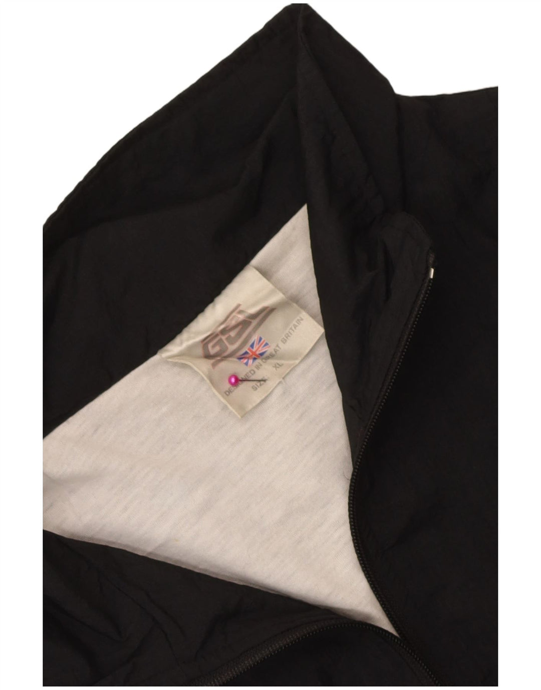 vintage Mens Survêtement Top Veste XL Noir Rayé Nylon