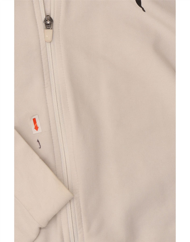 PUMA Pull à capuche zippé graphique pour femme UK 10 Small Blanc Colorblock