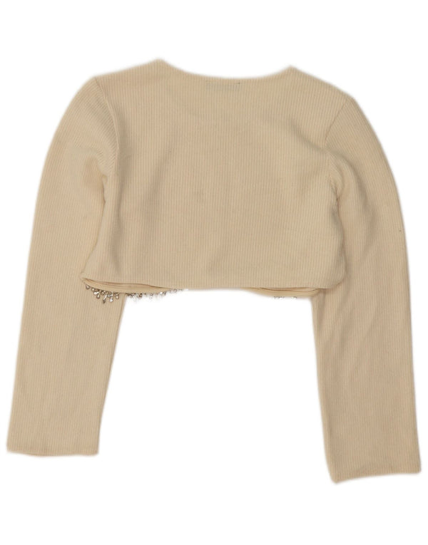 Zara Womens Crop Top Manches Longues UK 10 Petit Beige