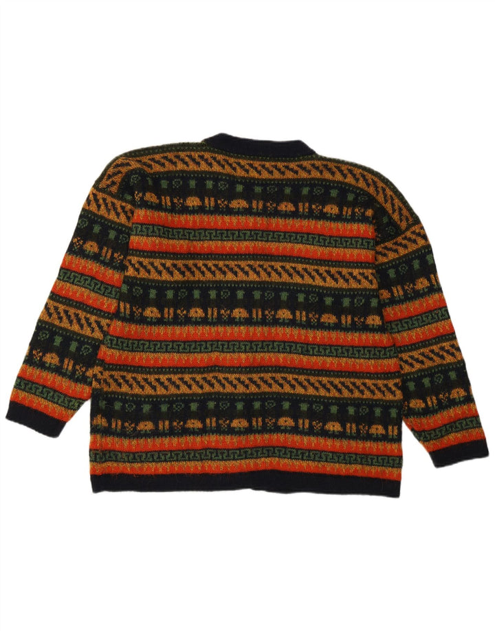 vintage Womens Cardigan Sweater UK 14 Moyen Multicolore Géométrique