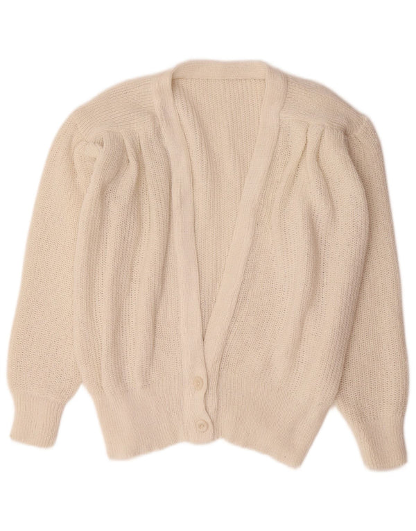 vintage Femme Cardigan Pull UK 14 Moyen Blanc