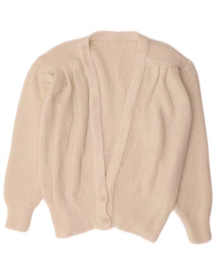 vintage Femme Cardigan Pull UK 14 Moyen Blanc