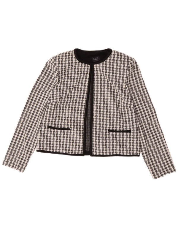 Marks & Spencer Veste Boléro Femme UK 12 Medium Noir Check Polyester
