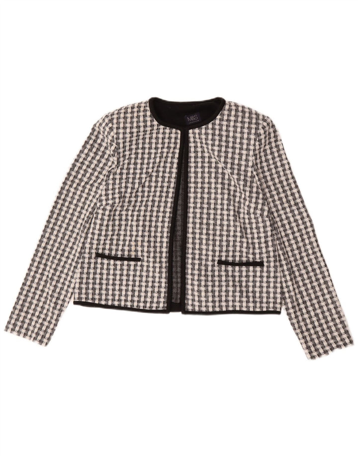 Marks & Spencer Veste Boléro Femme UK 12 Medium Noir Check Polyester