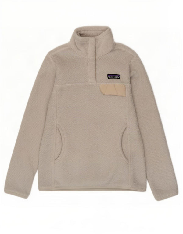 Patagonia Pull polaire à col boutonné pour femme UK 6 XS Blanc Polyester