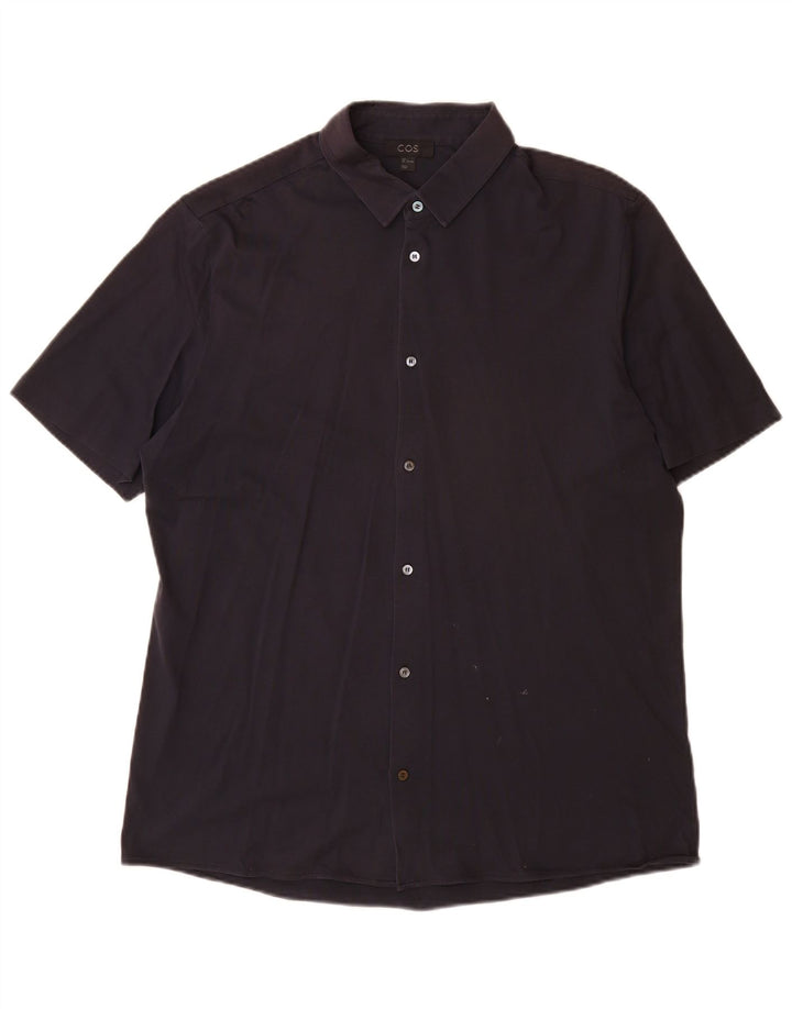 Cos Chemise à Manches Courtes Homme Grand Bleu Marine Coton