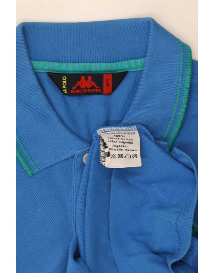 Kappa Polo Homme Large Bleu Rayé Coton
