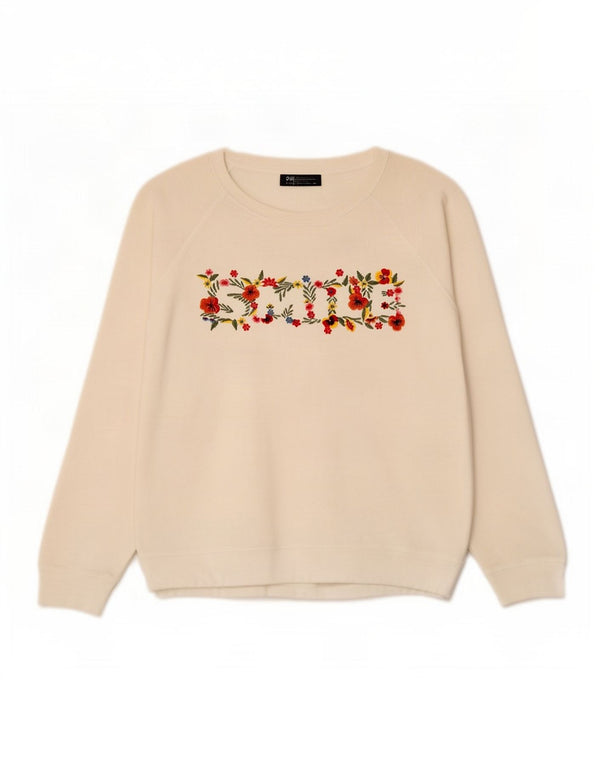 Marks & Spencer Sweat-shirt graphique pour femme UK 20 2XL Blanc Floral