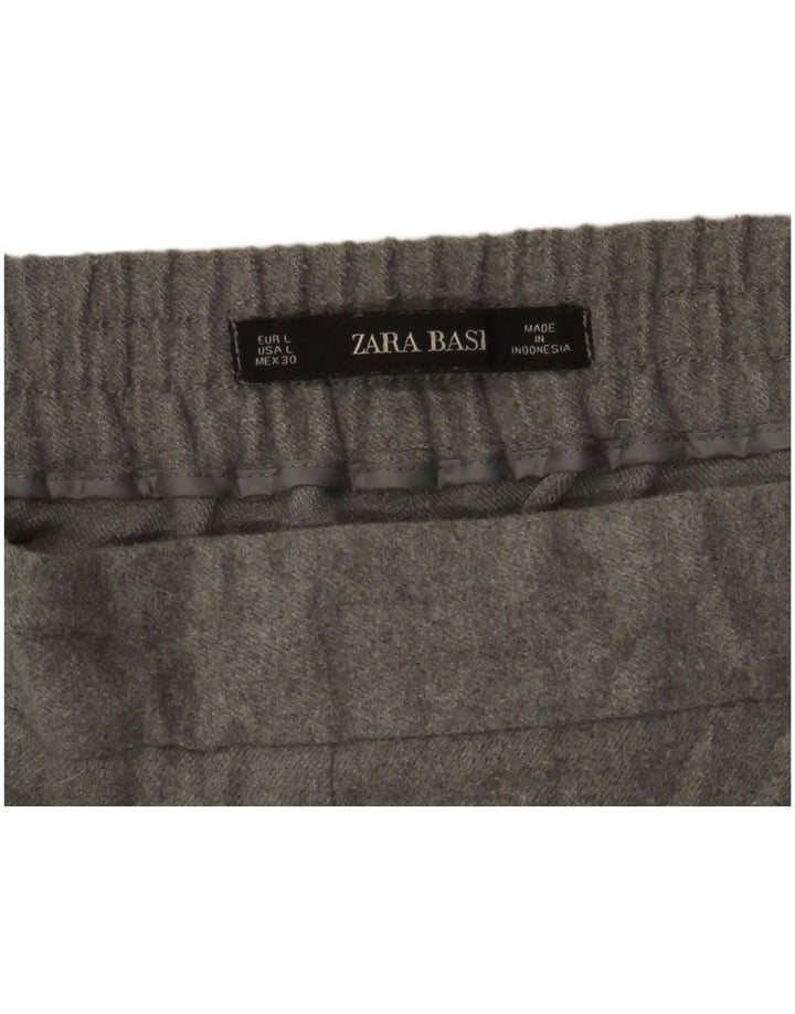 Pantalon court Zara Femme Large W30 L25 Gris