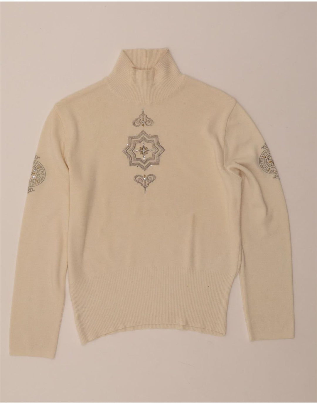 BOGNER Pull col roulé pour femme UK 16 Grande laine cachemire beige