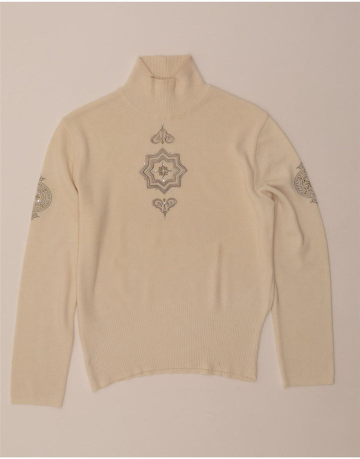 BOGNER Pull col roulé pour femme UK 16 Grande laine cachemire beige