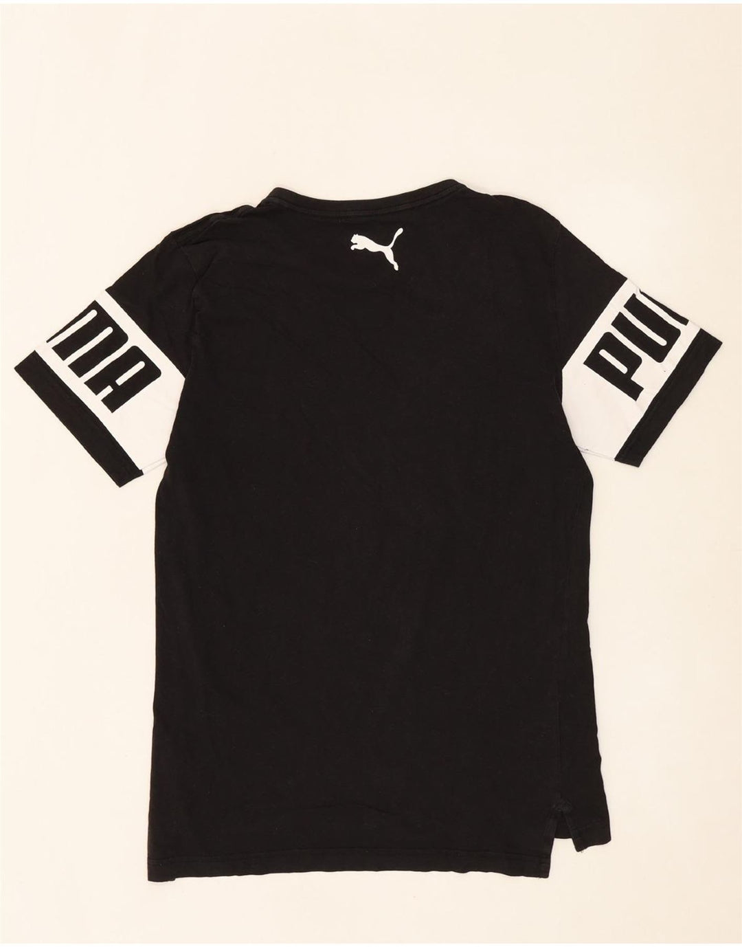 PUMA Mens Graphic T-Shirt Top Medium Black Colourblock Cotton Vintage Puma and Second-Hand Puma from Messina Hembry 