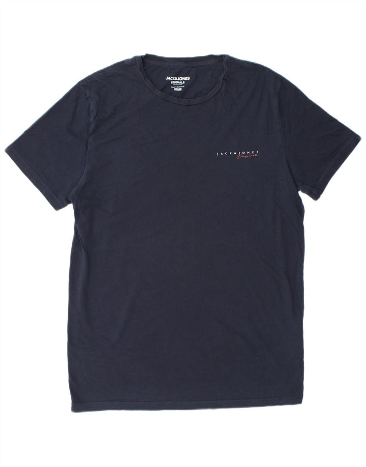 JACK & JONES T-shirt coupe classique pour homme, grand, bleu marine, en coton