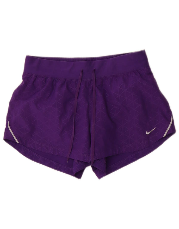Nike Short de sport Dri Fit pour femme UK 10 Petit violet géométrique en polyester