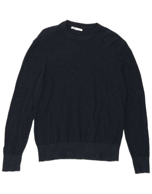 Zara Pull à col rond pour homme Petit Bleu marine