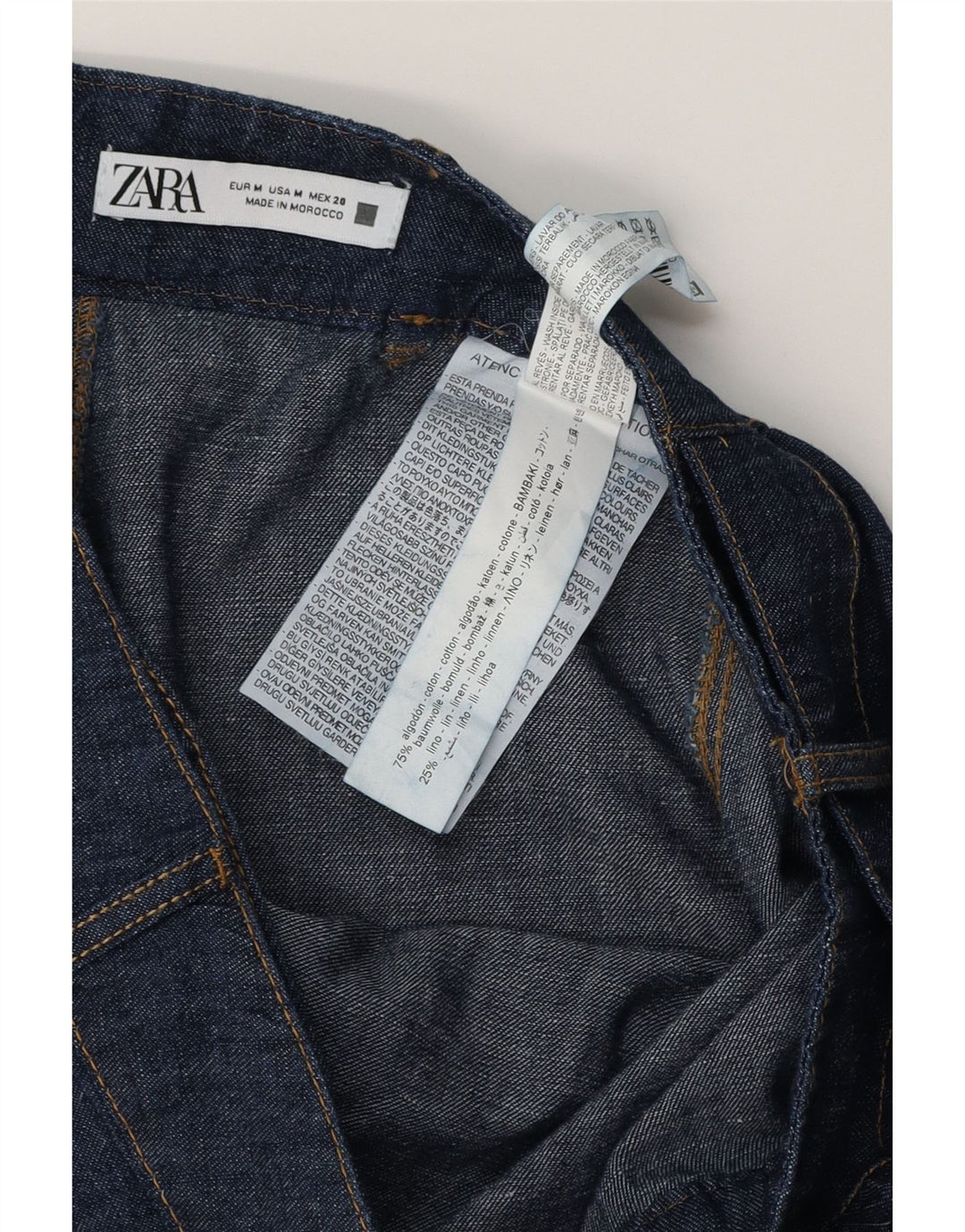 Zara Femme Jupe Midi En Jean Medium W28 Bleu Coton