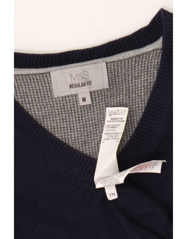 Marks & Spencer Pull Regular Fit Col V Homme Bleu Marine Moyen