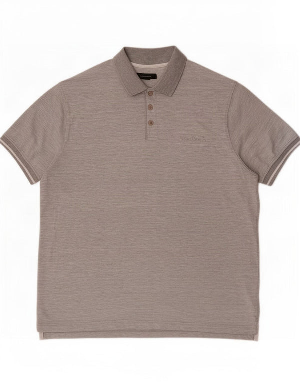 Pierre Cardin Mens Polo Shirt 2XL Grey Flecked Cotton