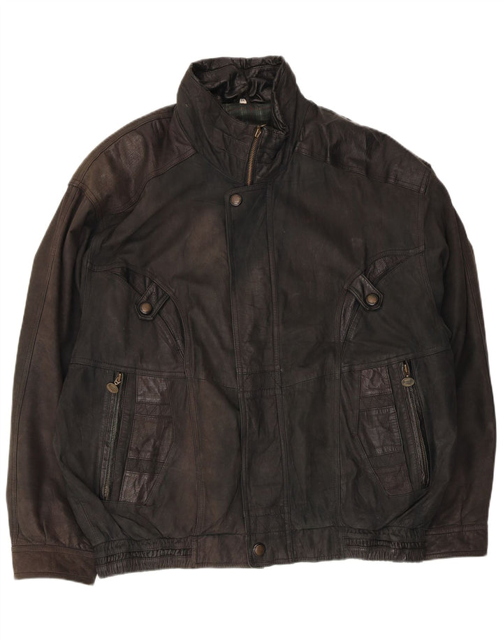 Veste en cuir homme vintage EU 56 3XL Cuir noir