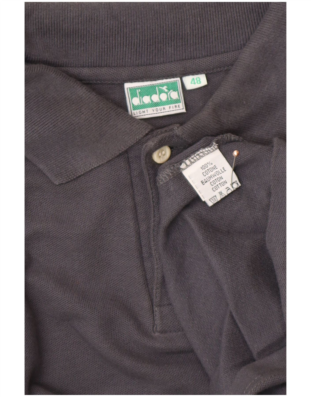 DIADORA Polo à Manches Longues Homme IT 48 Gris Moyen Coton