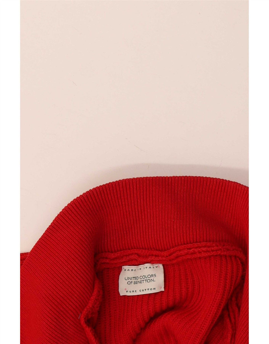 Benetton Pull col zippé homme grand rouge coton