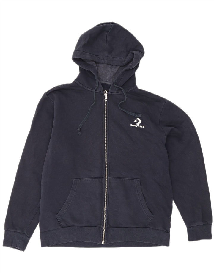 CONVERSE Pull à capuche zippé pour homme en coton bleu marine moyen